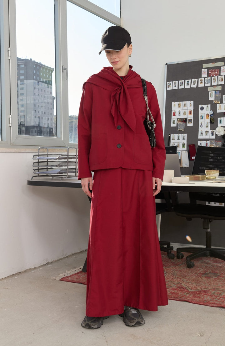 Parçalı Etek Bordo - Fatma Atasoy