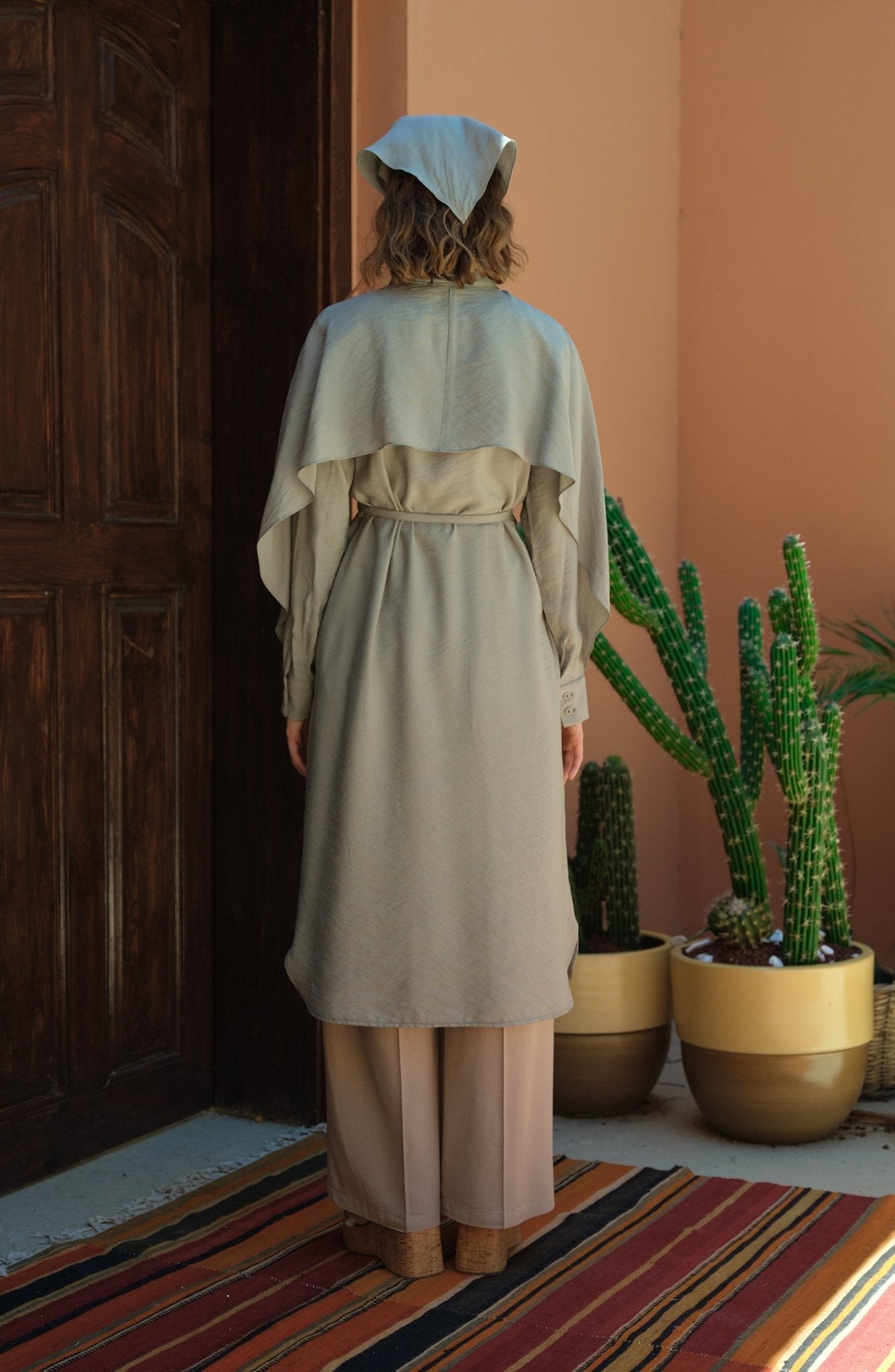 Pelerinli Maksi Mint Tunik - Fatma Atasoy