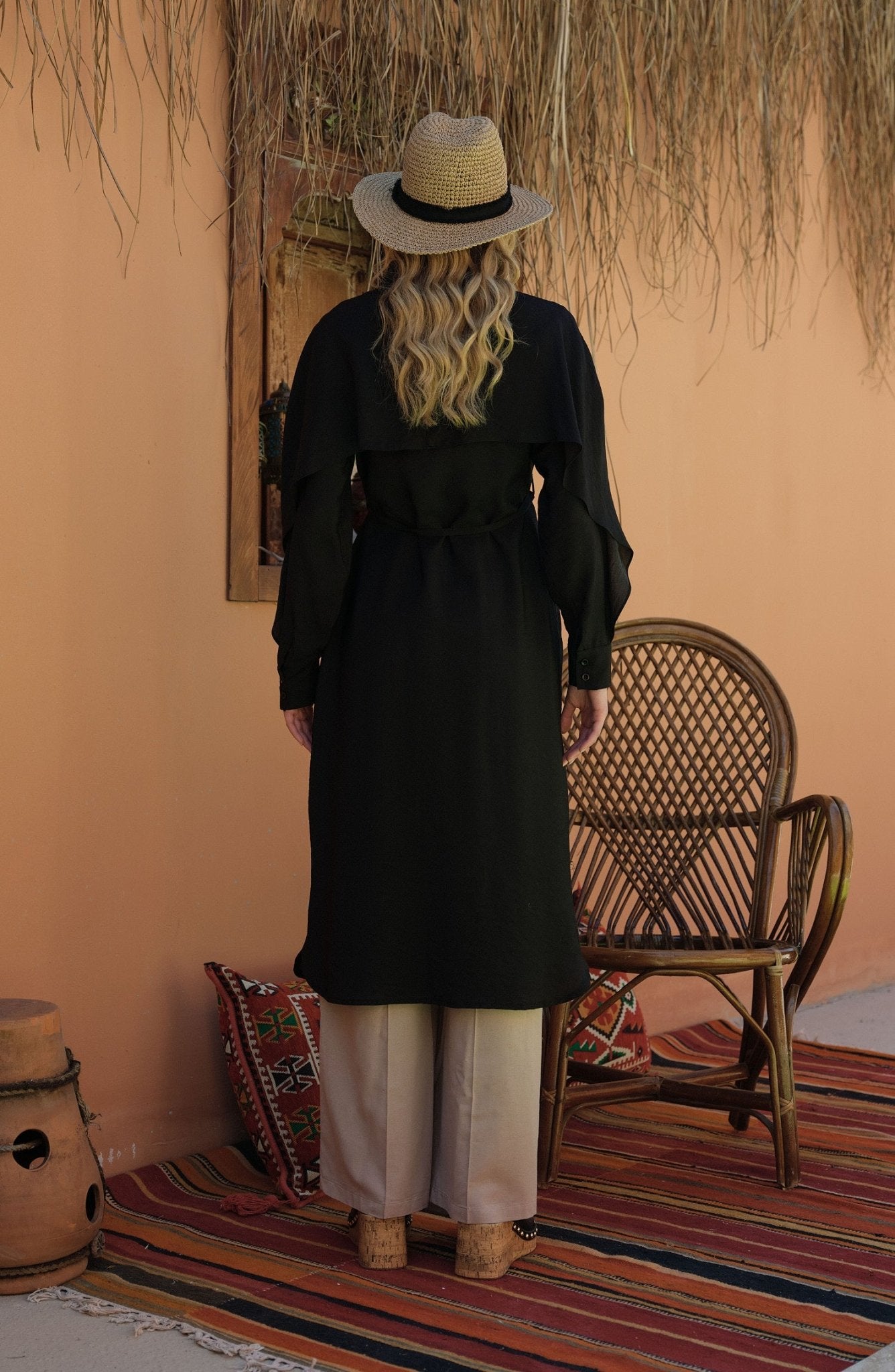 Pelerinli Maksi Siyah Tunik - Fatma Atasoy