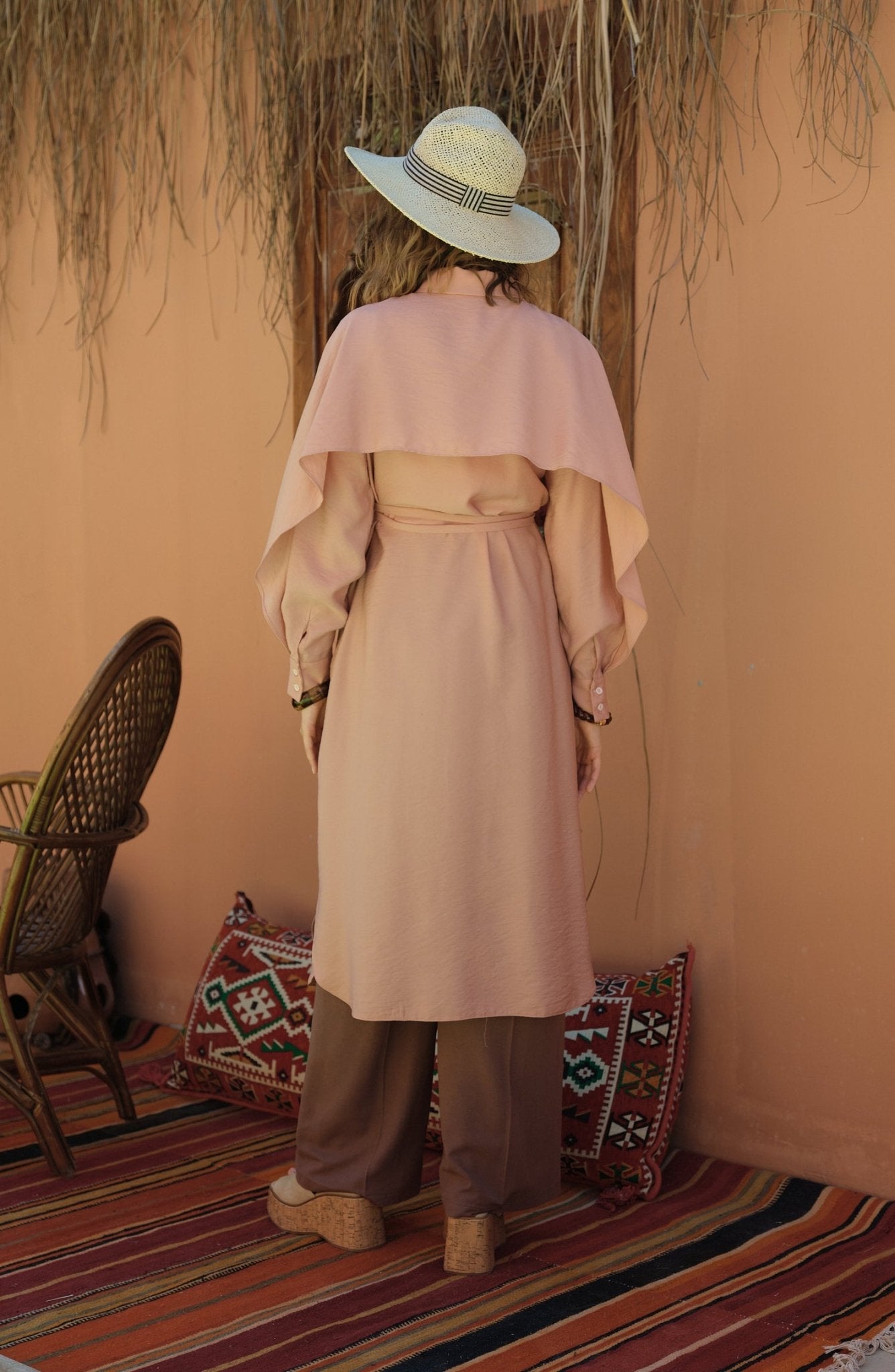Pelerinli Maksi Soft Pembe Tunik - Fatma Atasoy