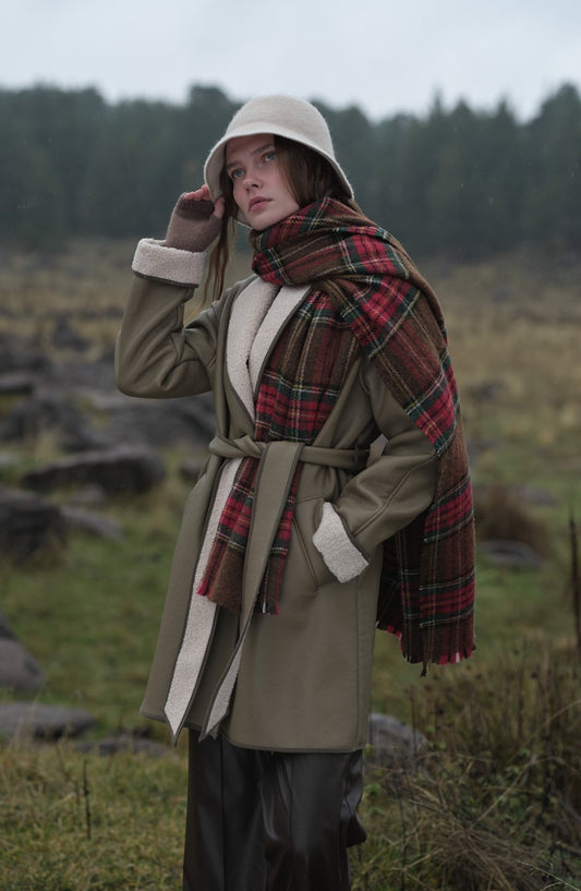 Peluş Detaylı Vizon Suni Deri Kaban - Fatma Atasoy