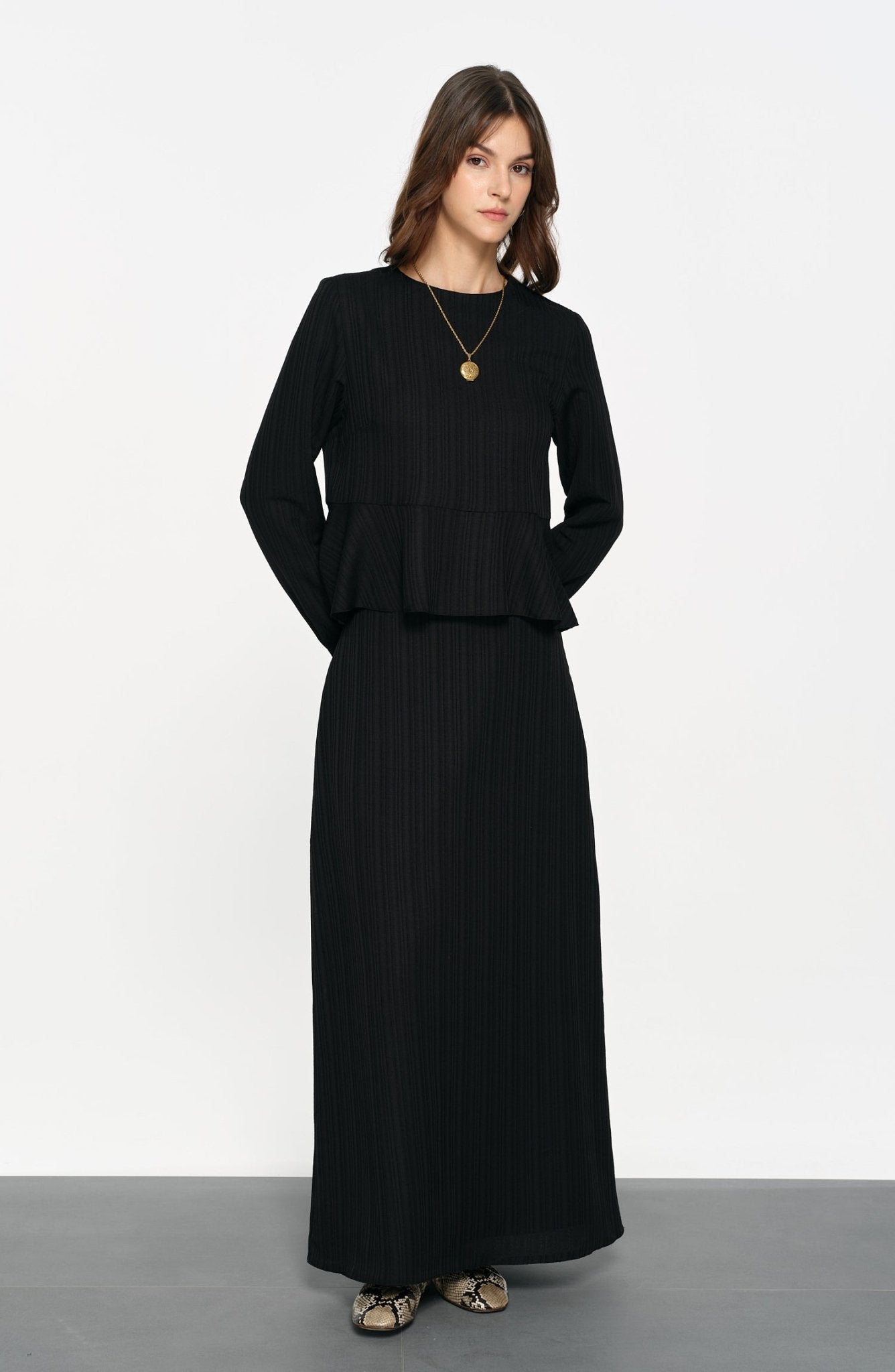 Peplum Detaylı Siyah İkili Takım - Fatma Atasoy