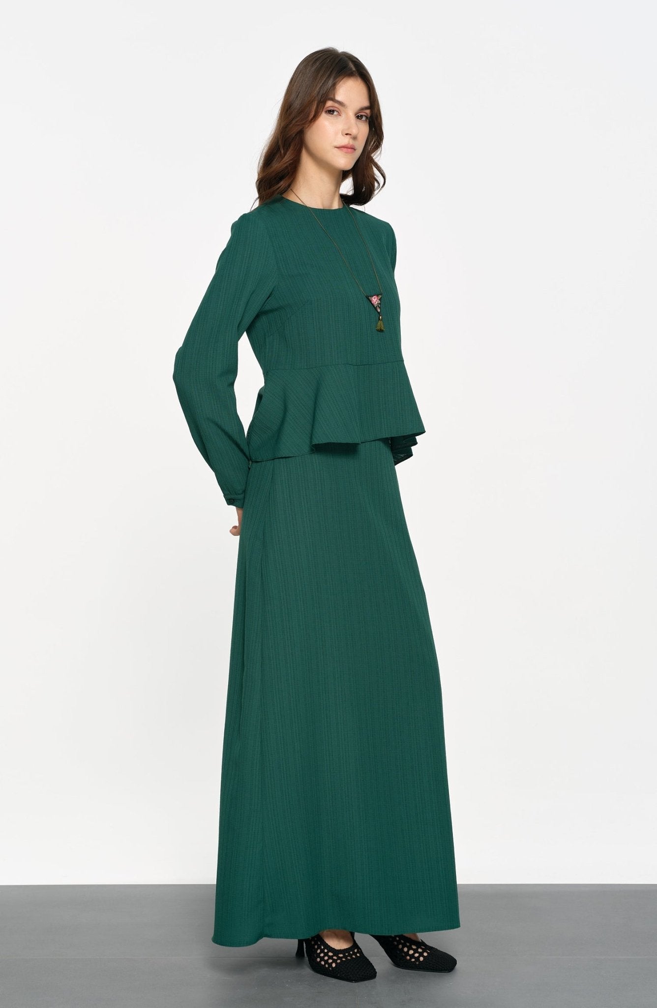 Peplum Detaylı Zümrüt İkili Takım - Fatma Atasoy