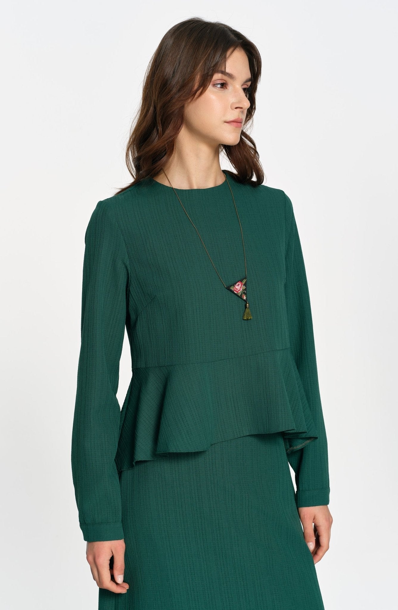 Peplum Detaylı Zümrüt İkili Takım - Fatma Atasoy