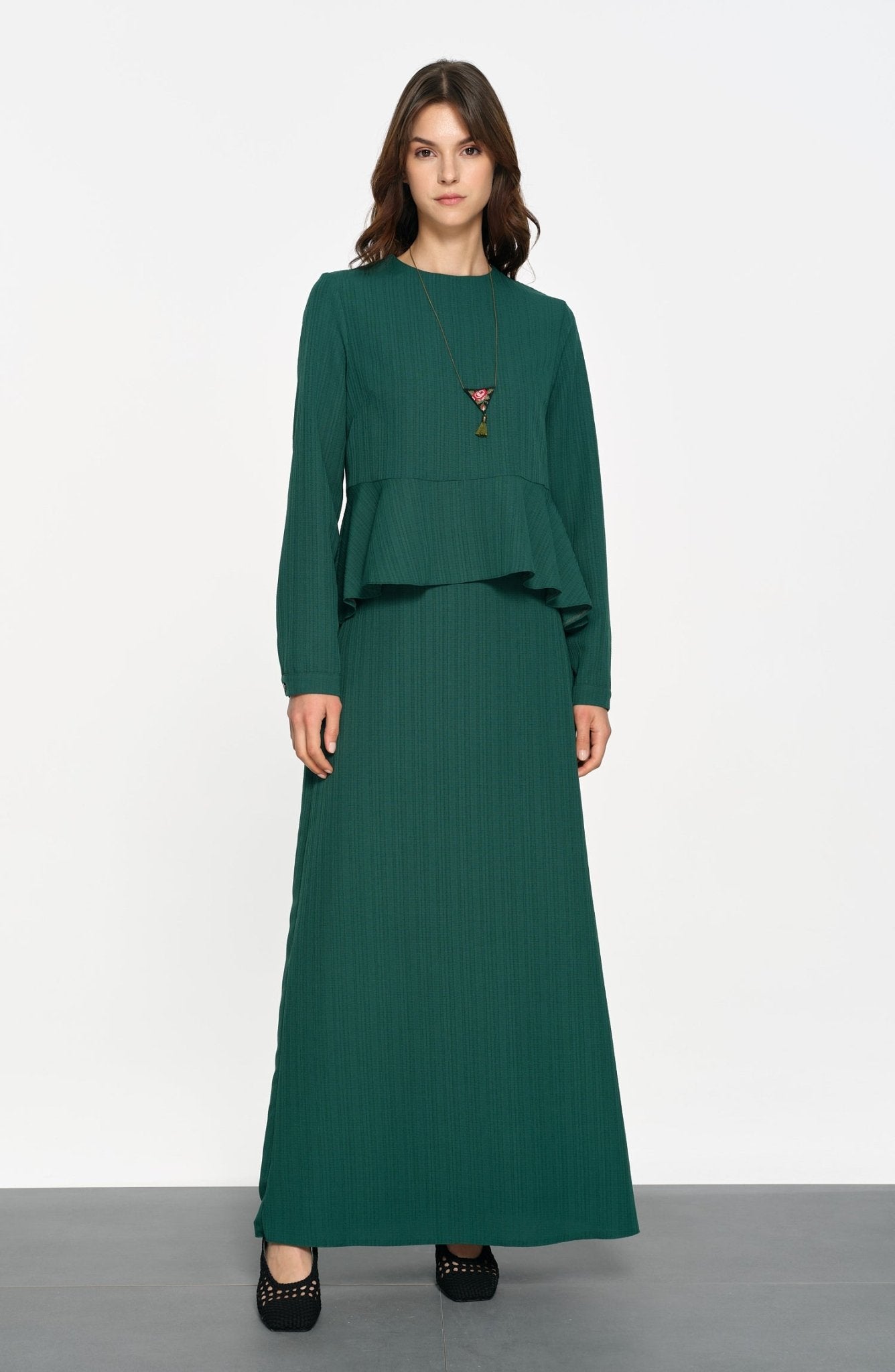 Peplum Detaylı Zümrüt İkili Takım - Fatma Atasoy