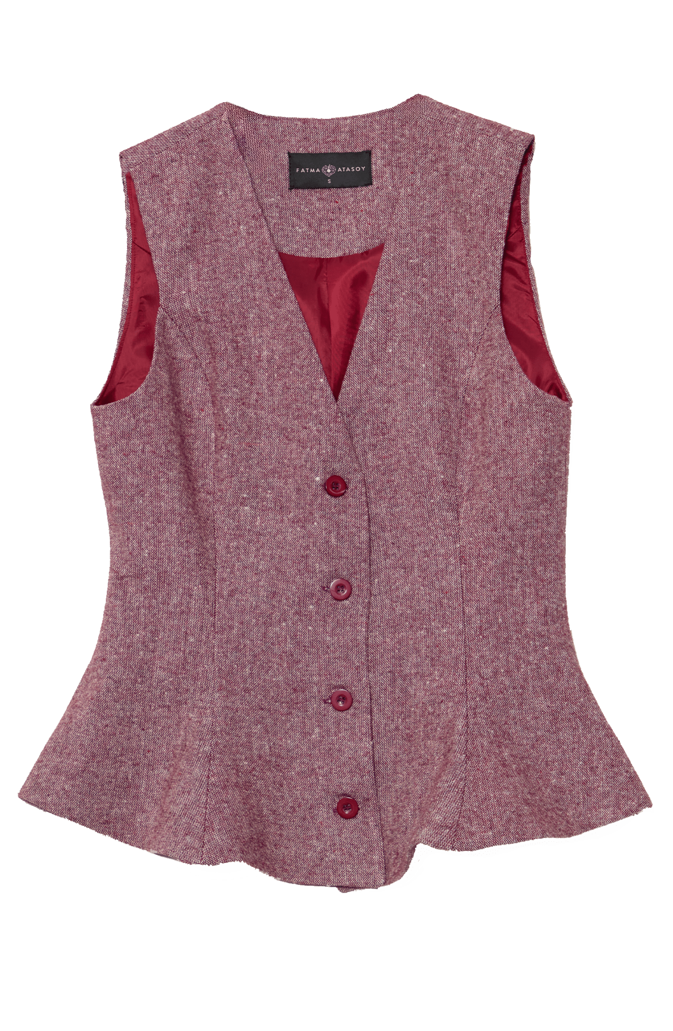 Peplumlu Bordo Tüvit Yelek Etek Takım - Fatma Atasoy