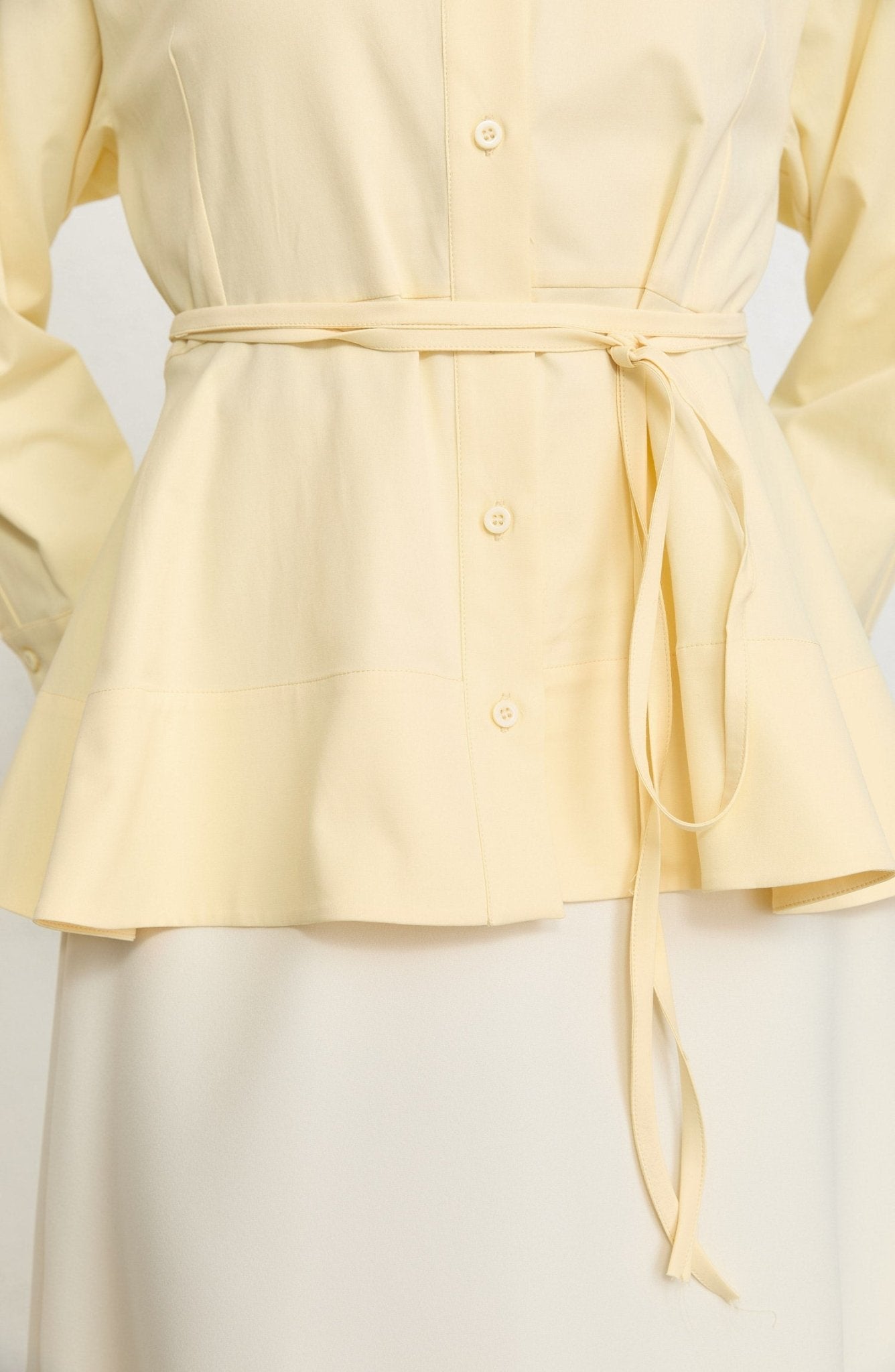 Peplumlu Butter Sarı Pamuk Gömlek - Fatma Atasoy