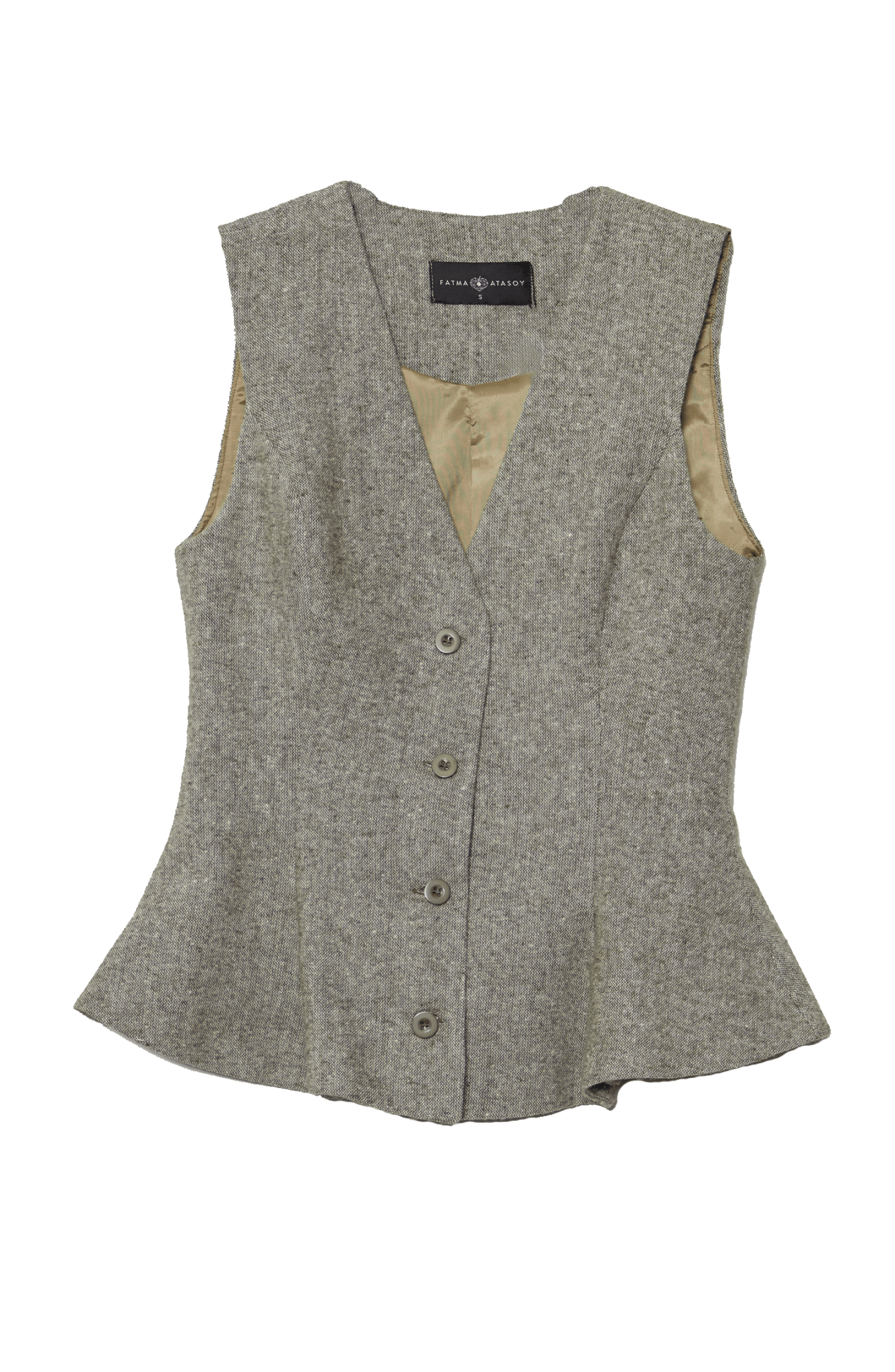 Peplumlu Haki Tüvit Yelek Etek Takım - Fatma Atasoy