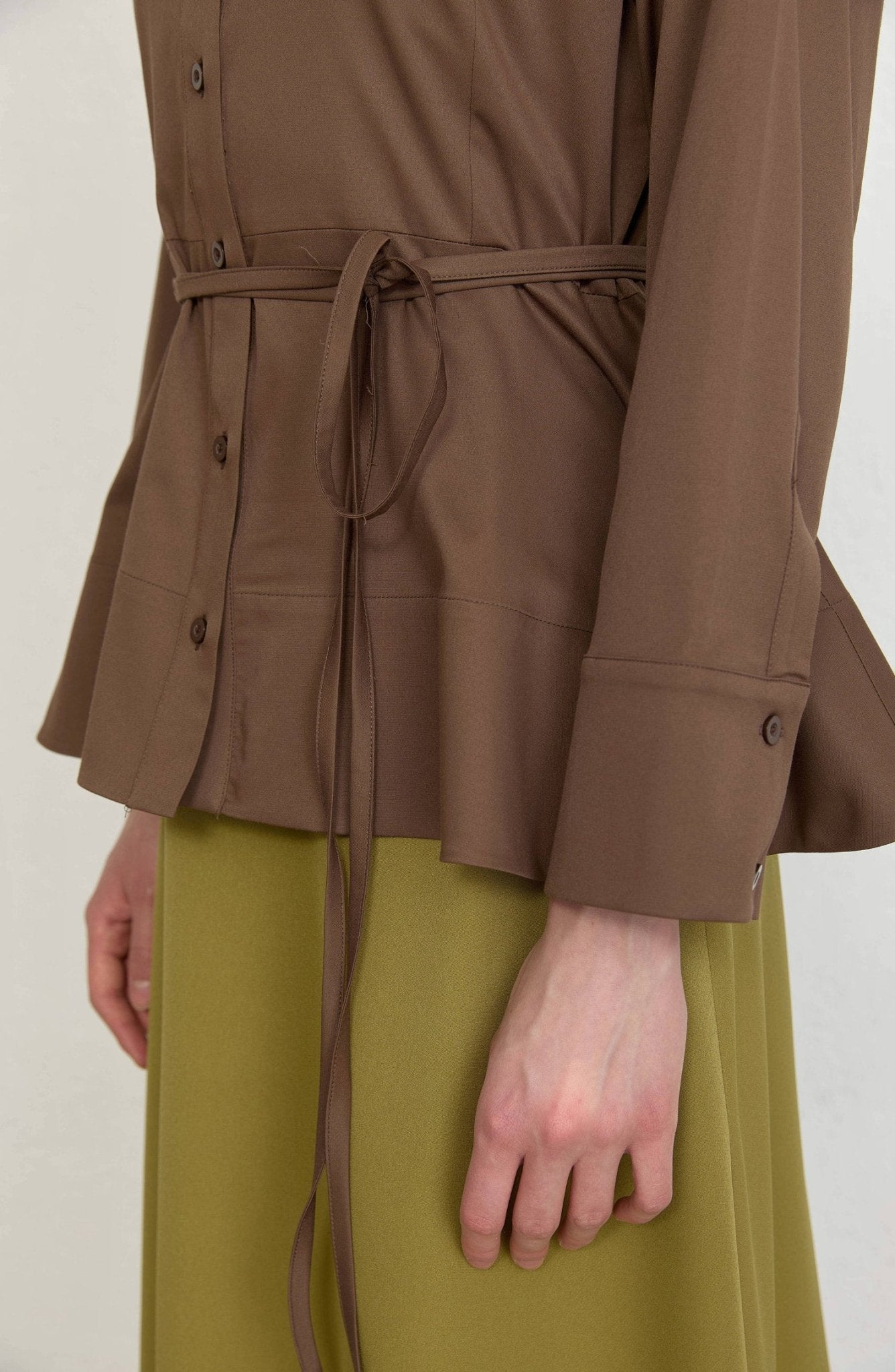 Peplumlu Kahverengi Pamuk Gömlek - Fatma Atasoy