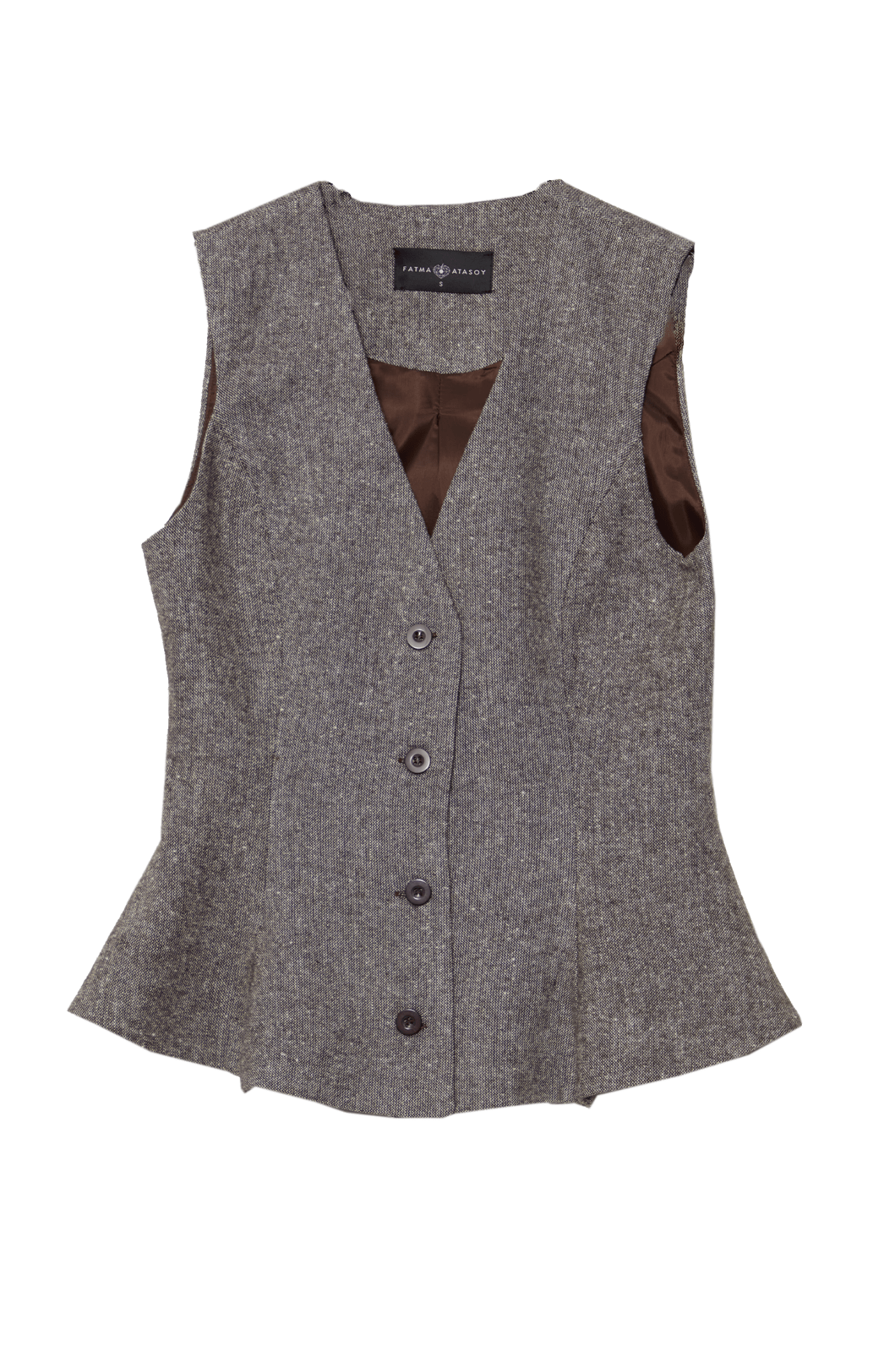 Peplumlu Kahverengi Tüvit Yelek Etek Takım - Fatma Atasoy