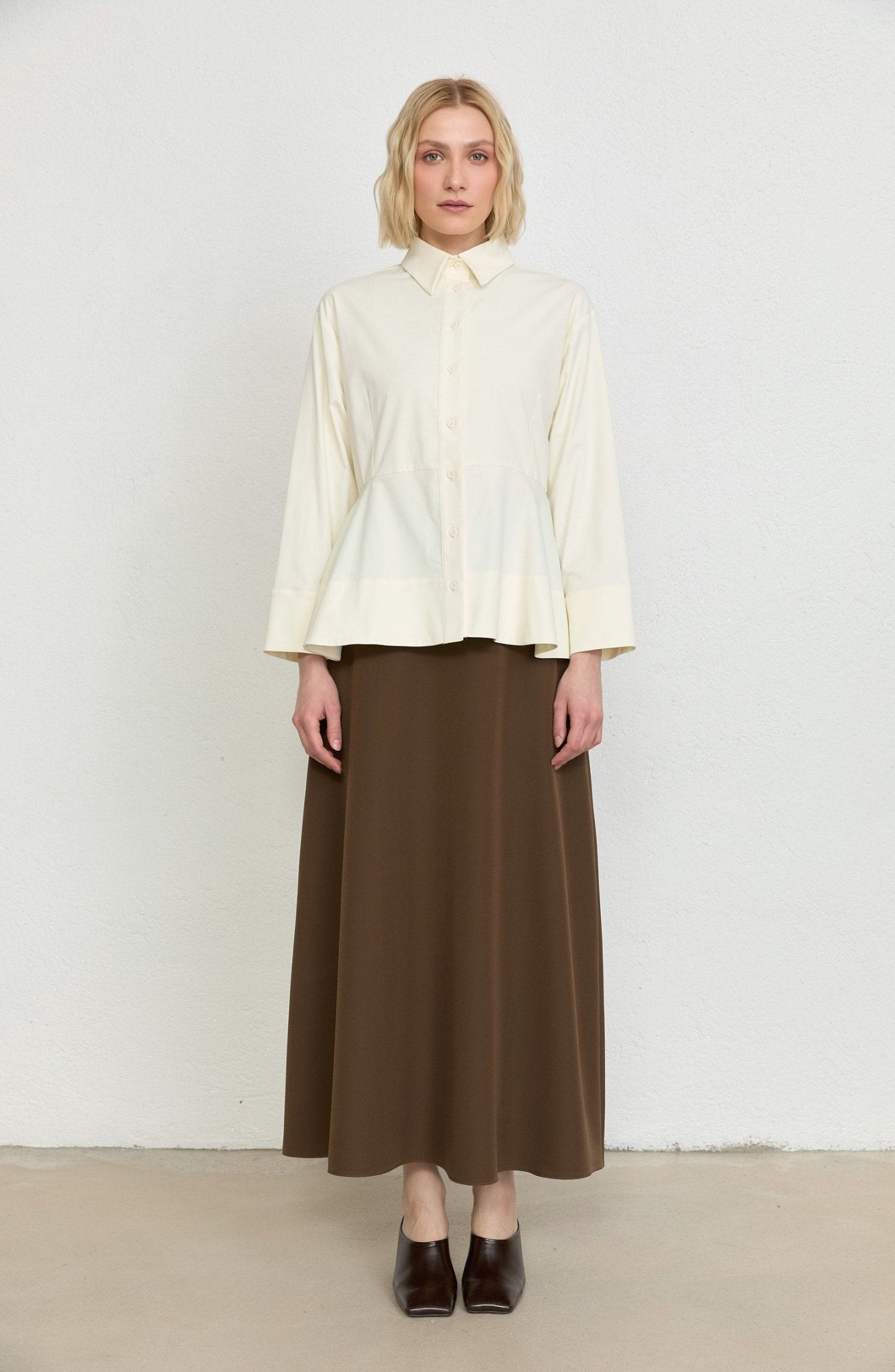 Peplumlu Vanilya Pamuk Gömlek - Fatma Atasoy