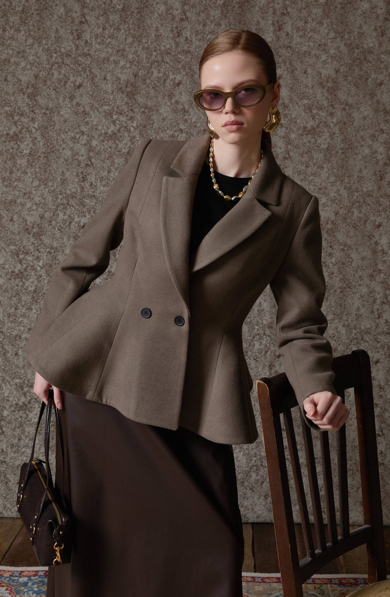 Peplumlu Vizon Kaşmir Kaşe Ceket - Fatma Atasoy