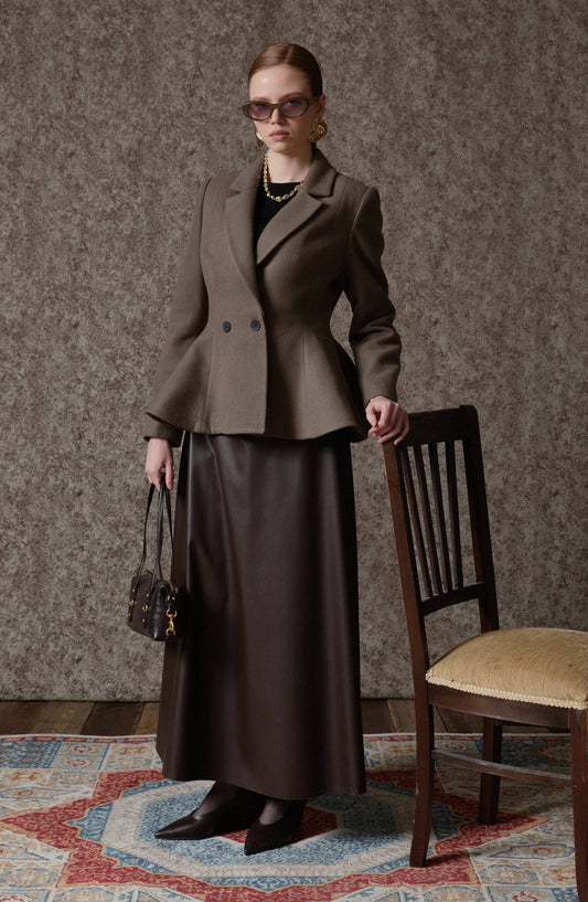 Peplumlu Vizon Kaşmir Kaşe Ceket - Fatma Atasoy