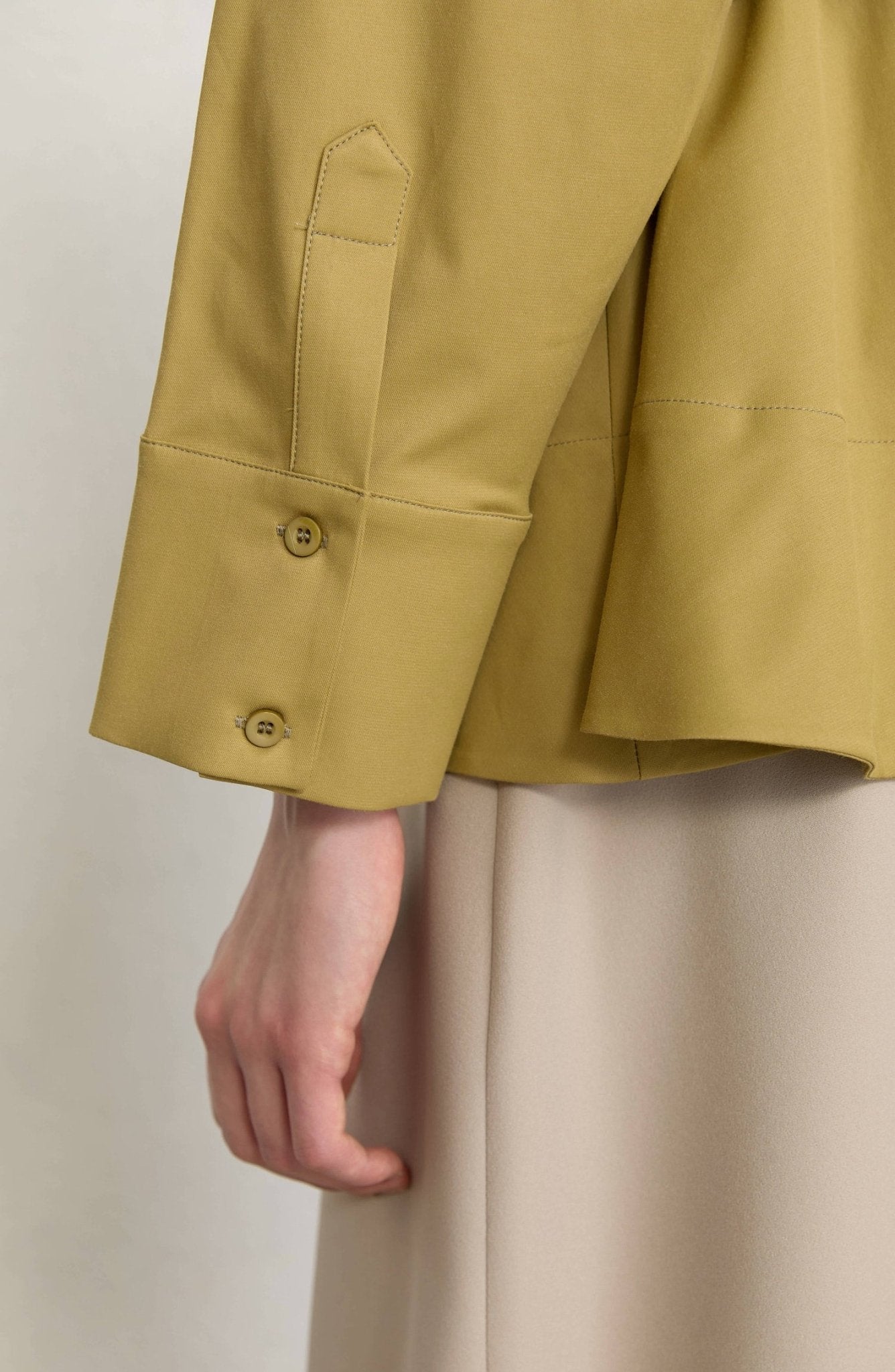 Peplumlu Yağ Yeşili Pamuk Gömlek - Fatma Atasoy