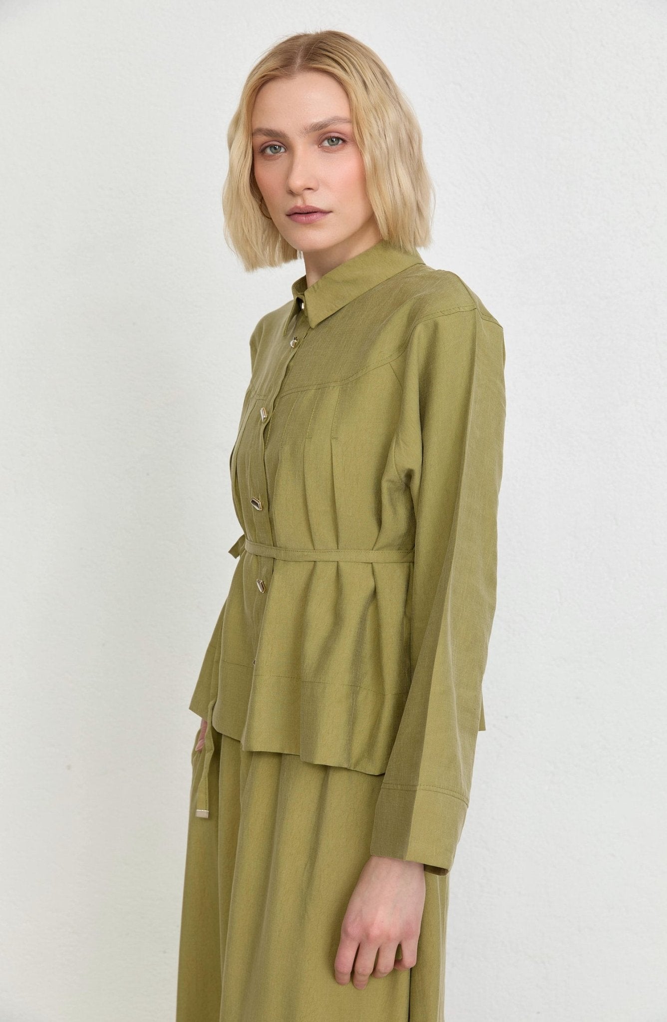 Pileli Adaçayı Soft Touch Tensel Etekli İkili Takım - Fatma Atasoy