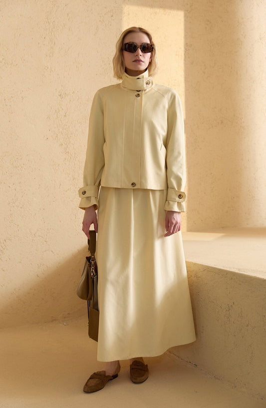 Pileli Butter Sarı Trenç Etek - Fatma Atasoy