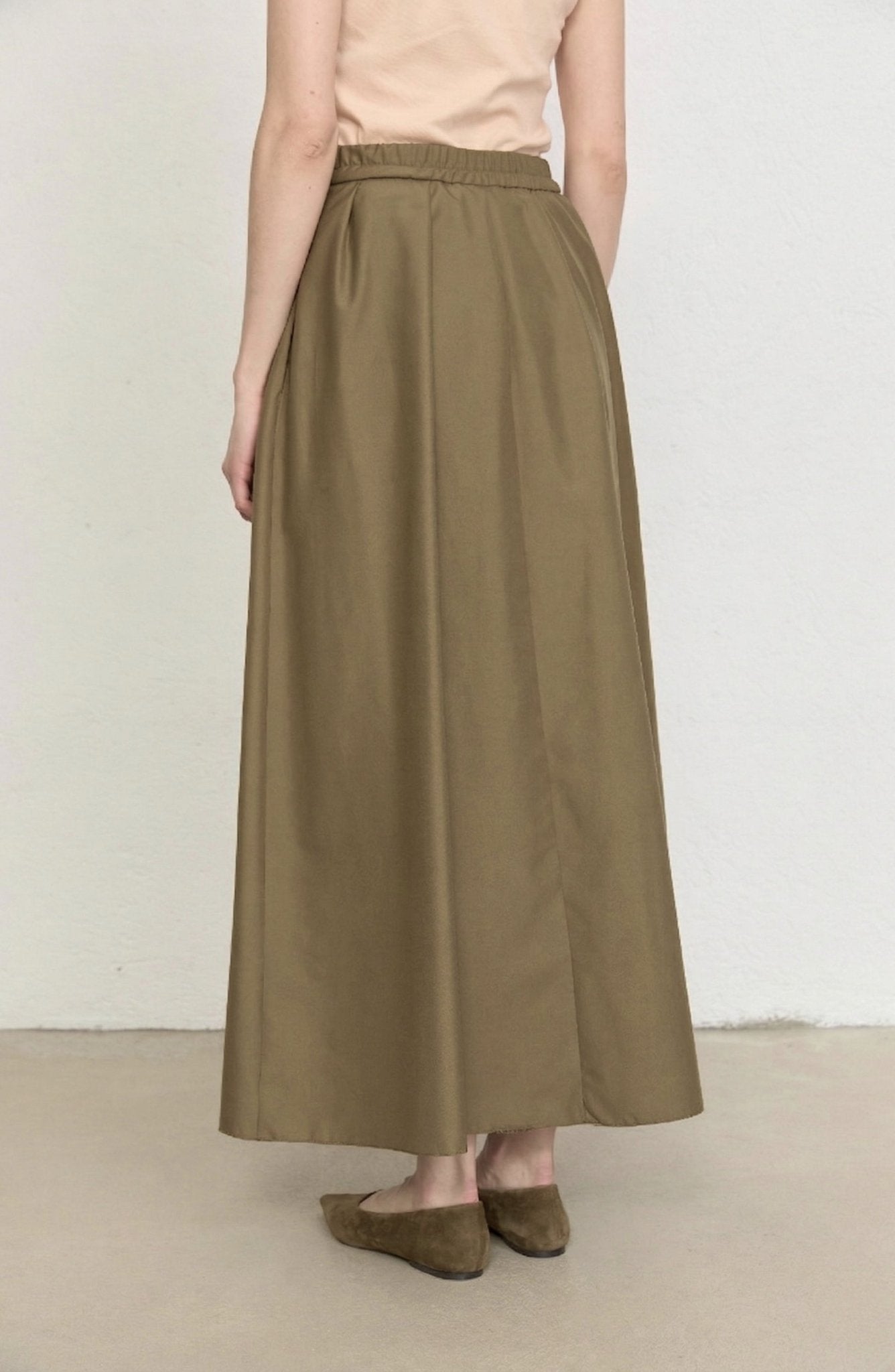 Pileli Haki Trenç Etek - Fatma Atasoy