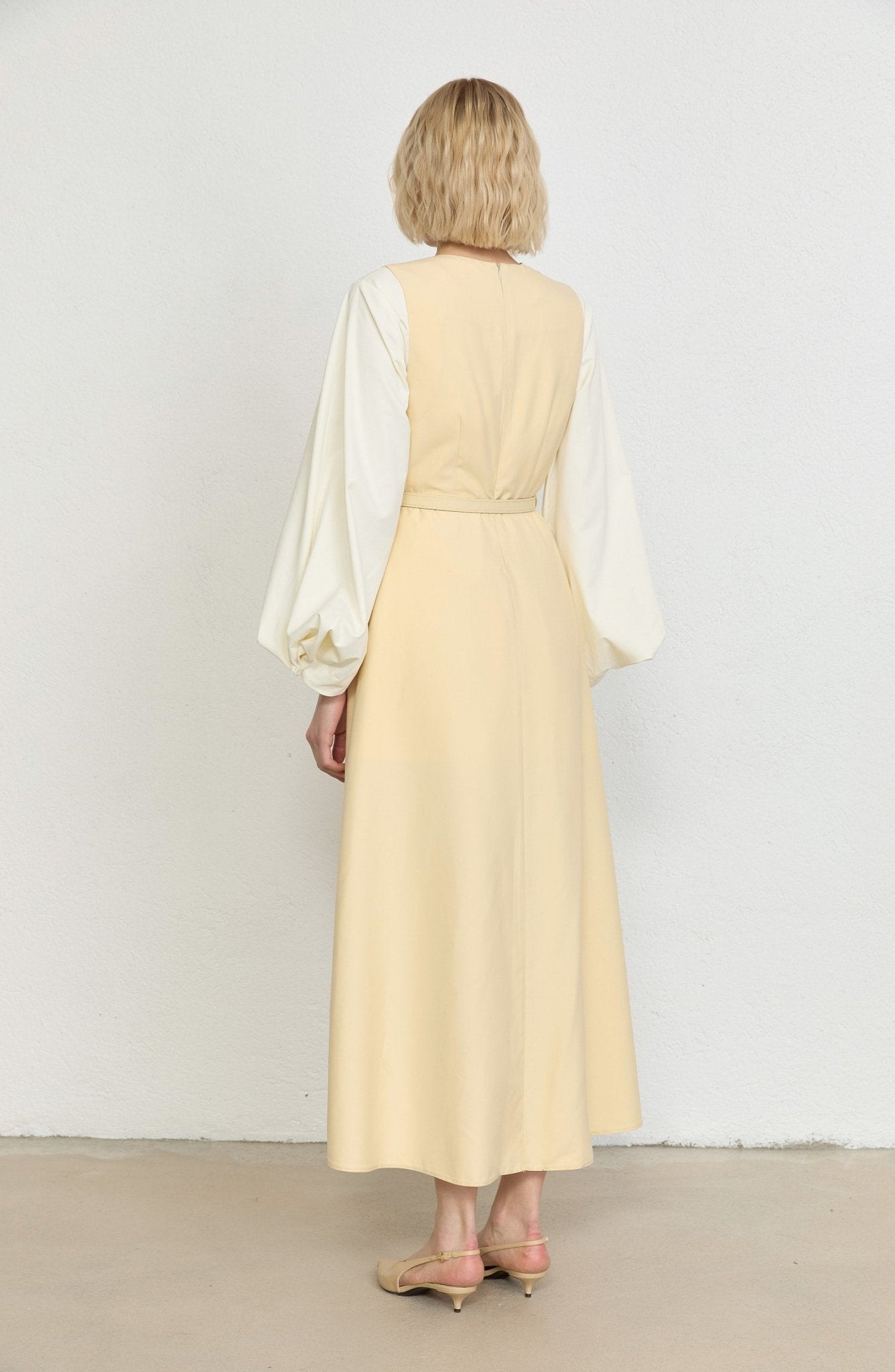 Pileli Kaplama Kemerli Yağ Sarısı Jile - Fatma Atasoy