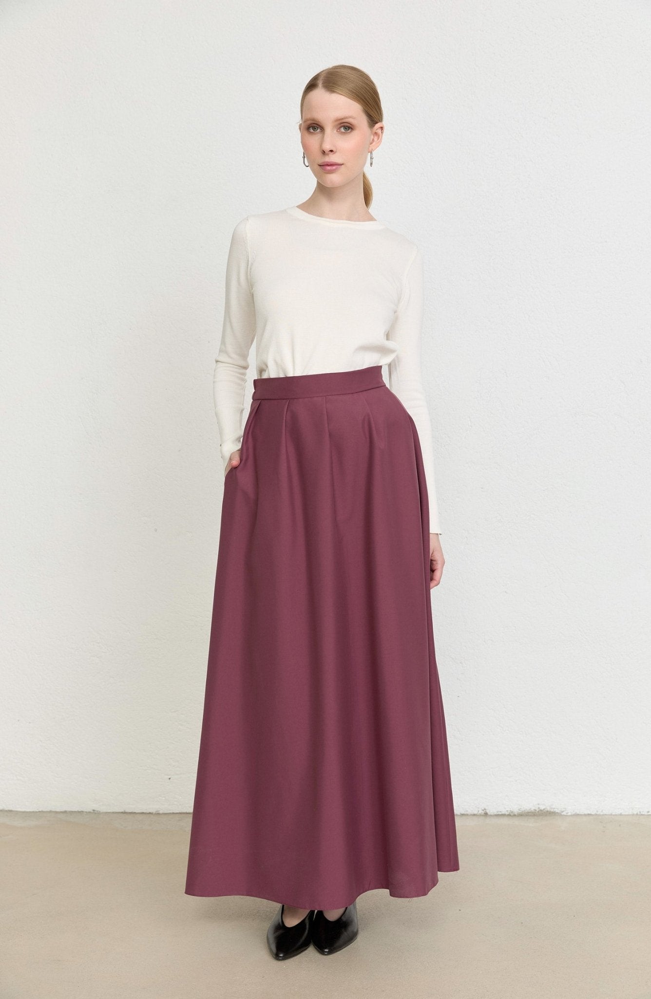 Pileli Mürdüm Trenç Etek - Fatma Atasoy