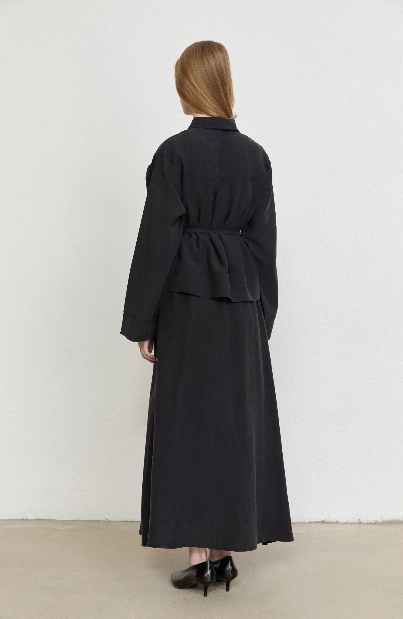 Pileli Siyah Soft Touch Tensel Etekli İkili Takım - Fatma Atasoy