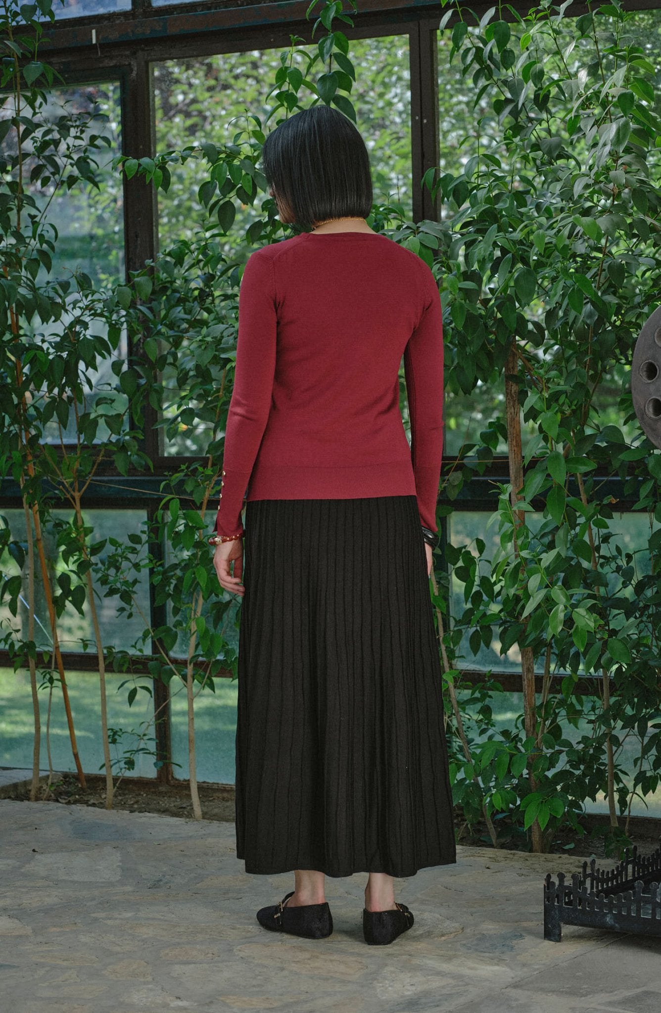 Piliseli Siyah Triko Etek - Fatma Atasoy