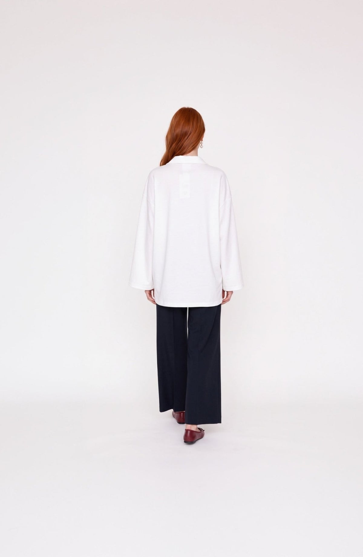 Polo Yaka Viskon Ekru Sweatshirt - Fatma Atasoy