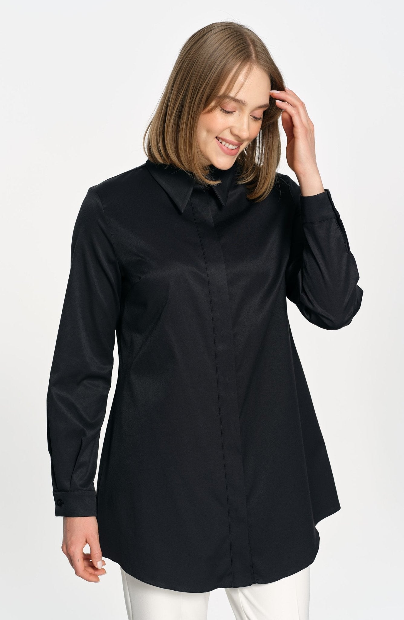 Premium Midi Basic Siyah Gömlek - Fatma Atasoy