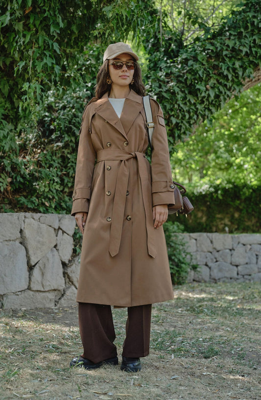 Premium Mocha Oversize Trençkot - Fatma Atasoy