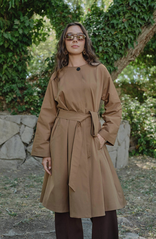 Premium Mocha Pelerin Trençkot - Fatma Atasoy