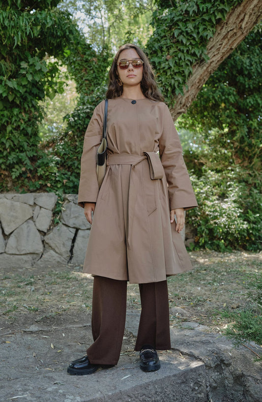 Premium Mocha Pelerin Trençkot - Fatma Atasoy