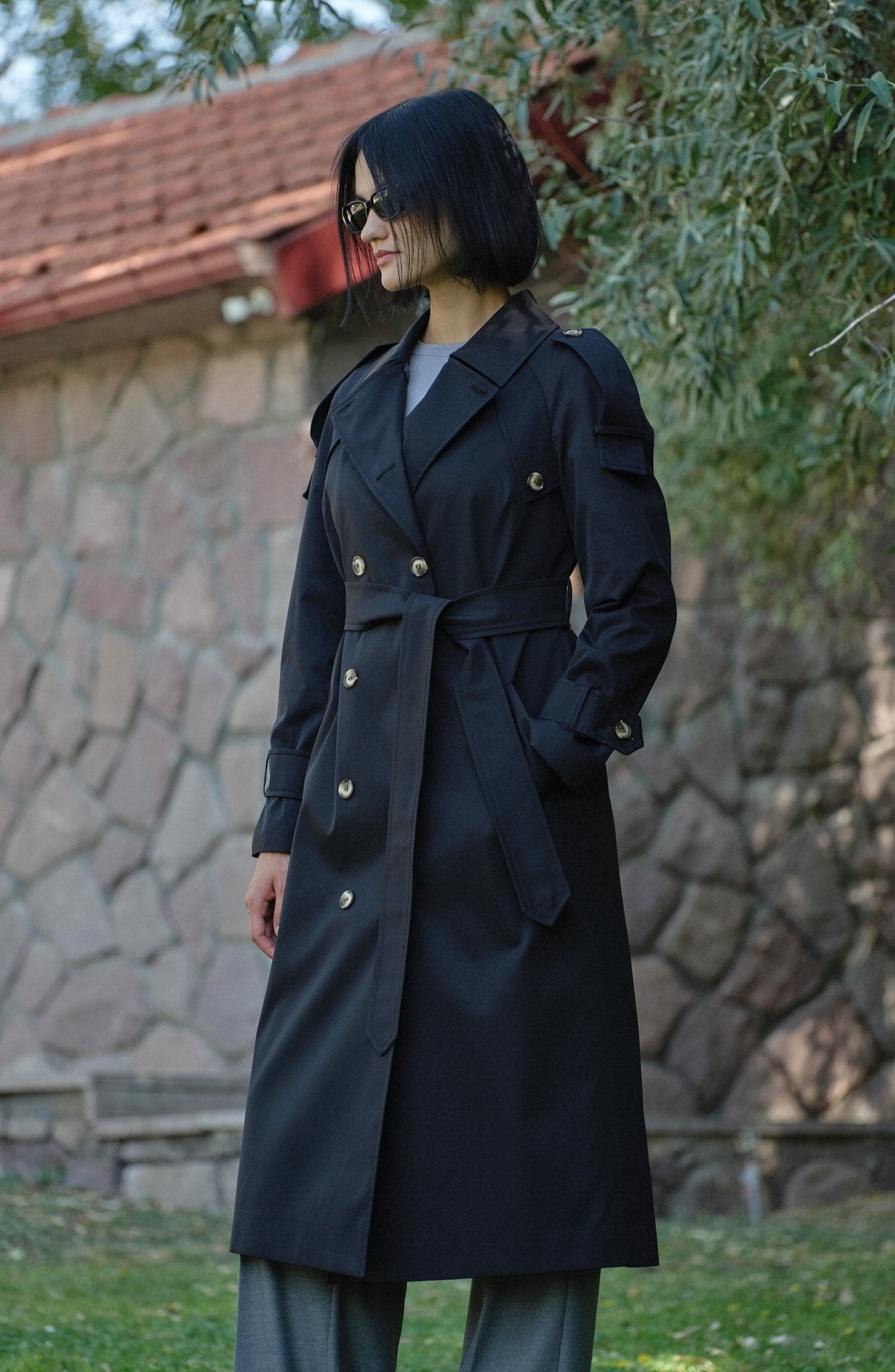 Premium Siyah Oversize Trençkot - Fatma Atasoy