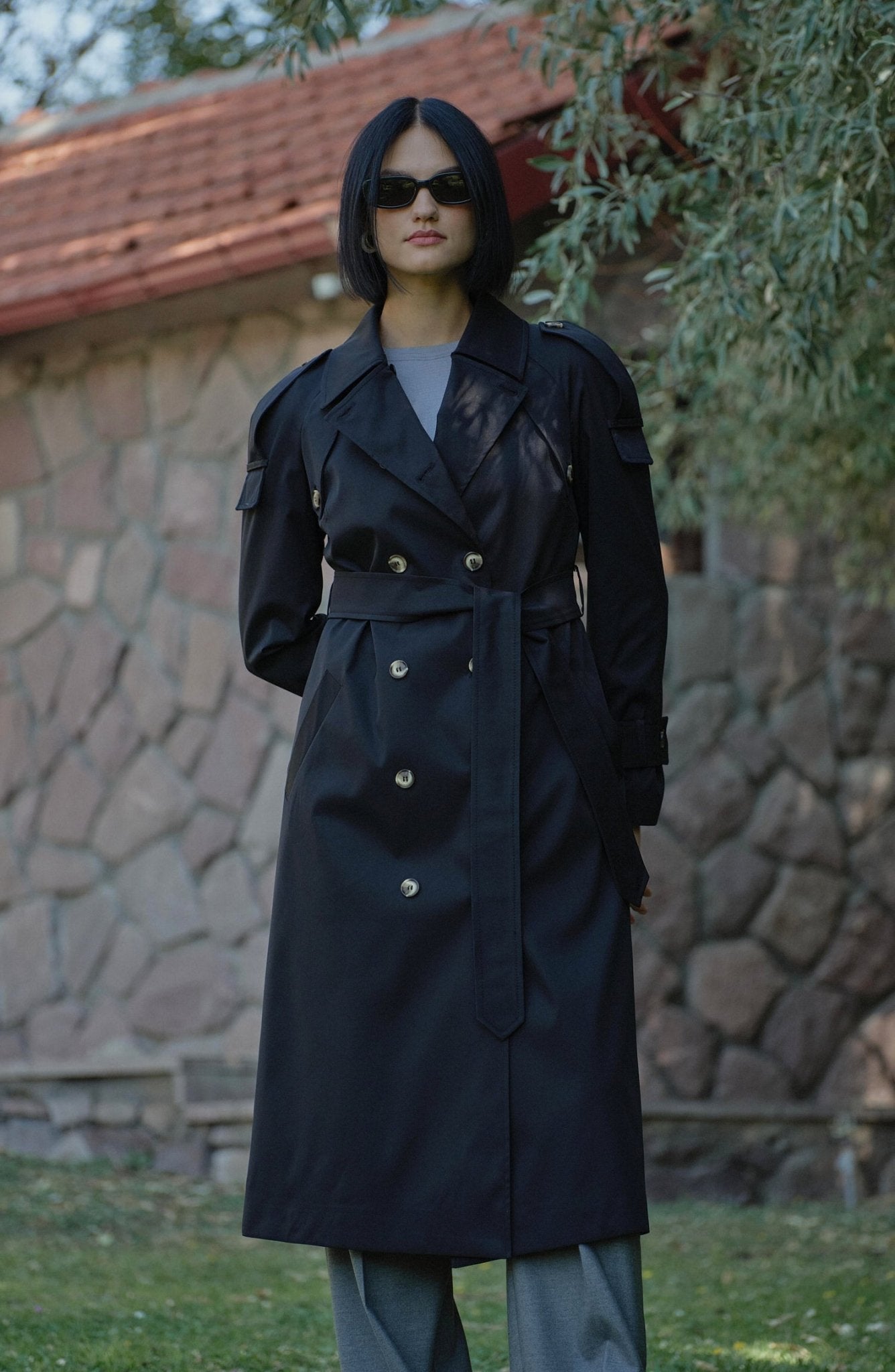 Premium Siyah Oversize Trençkot - Fatma Atasoy