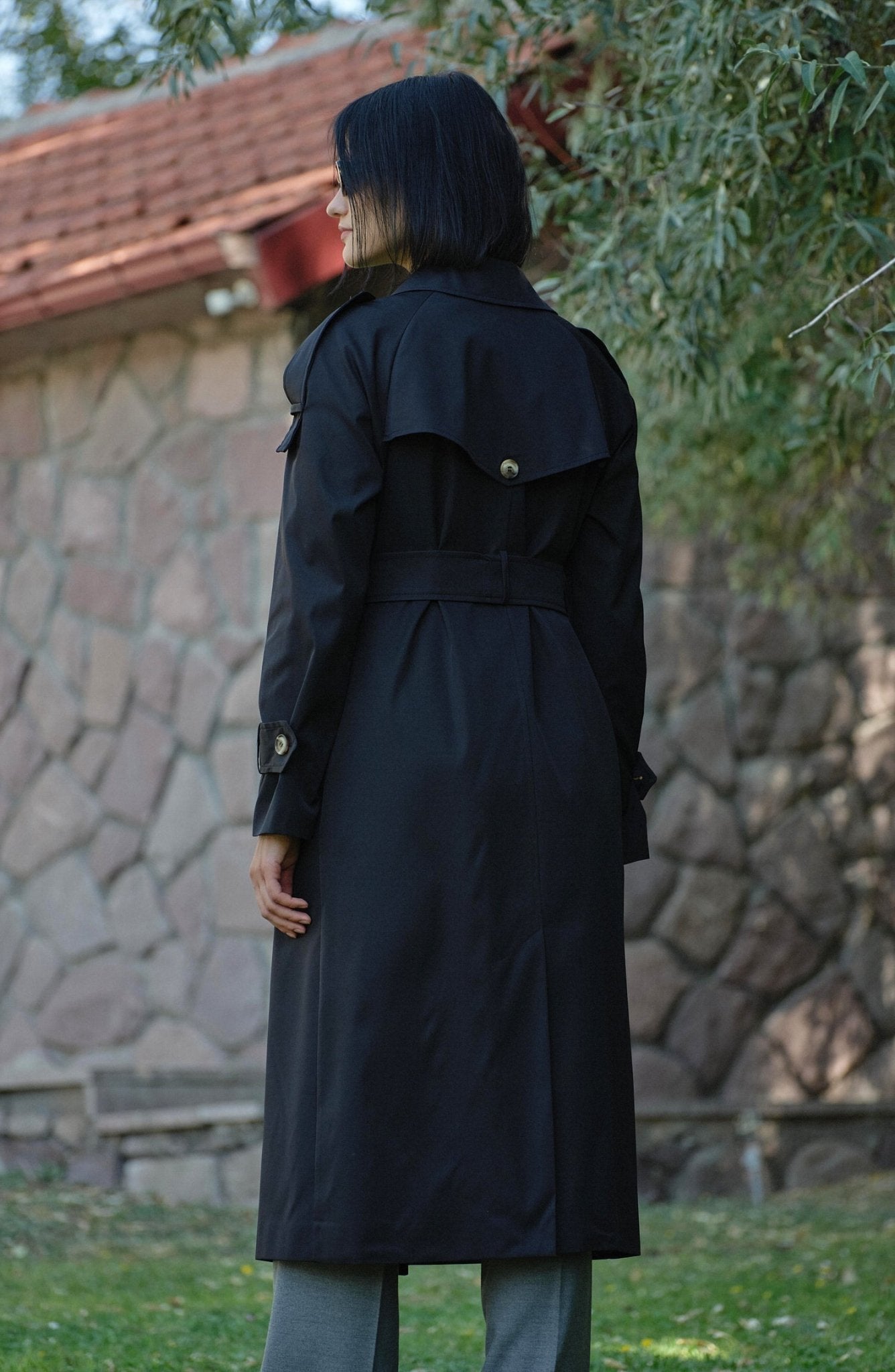 Premium Siyah Oversize Trençkot - Fatma Atasoy