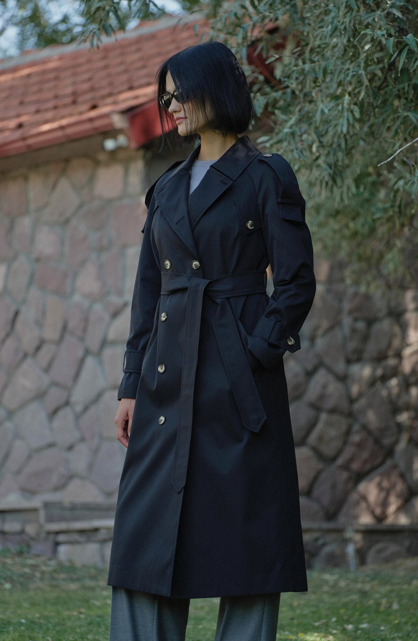 Premium Siyah Oversize Trençkot - Fatma Atasoy