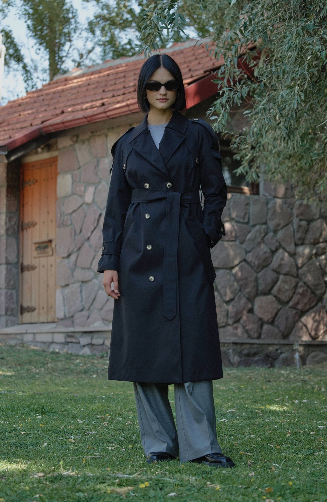 Premium Siyah Oversize Trençkot - Fatma Atasoy