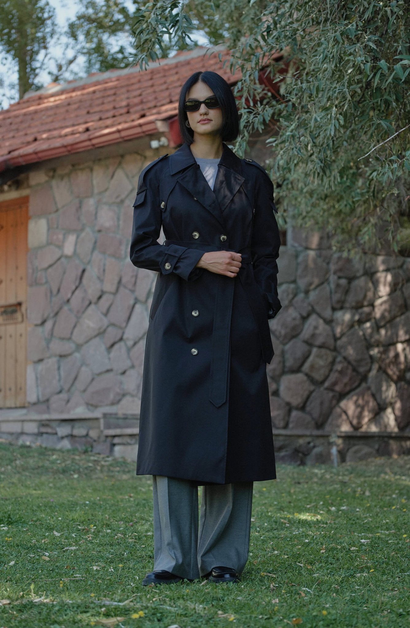 Premium Siyah Oversize Trençkot - Fatma Atasoy