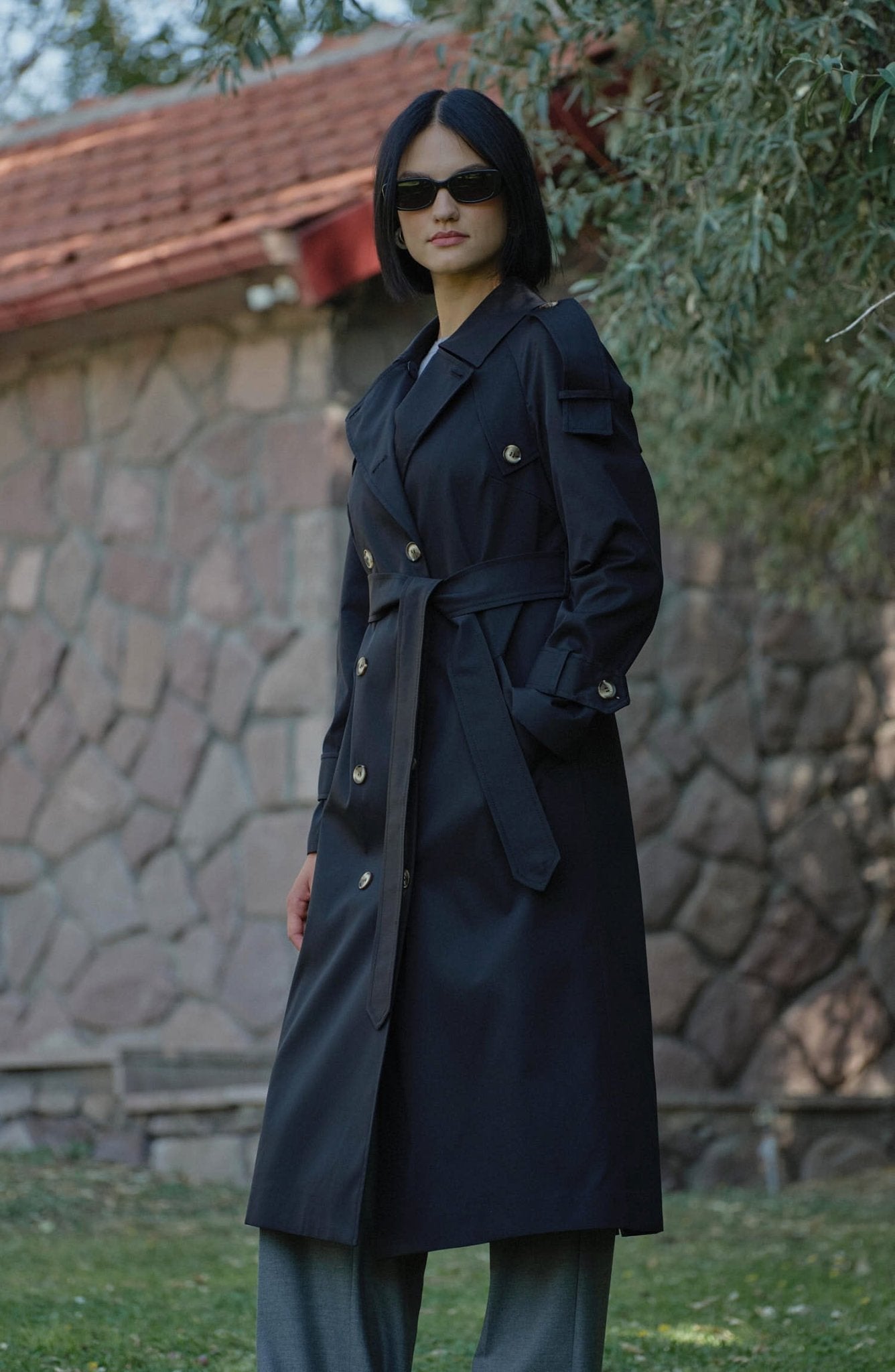 Premium Siyah Oversize Trençkot - Fatma Atasoy