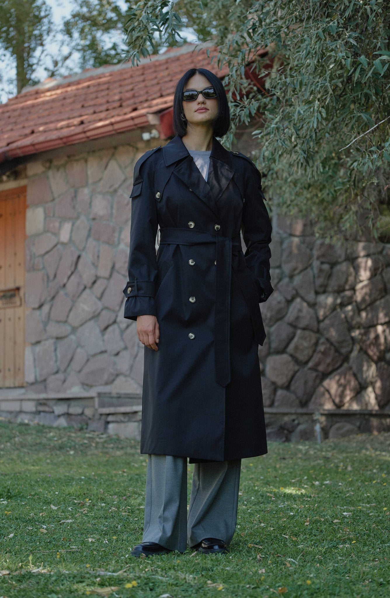 Premium Siyah Oversize Trençkot - Fatma Atasoy