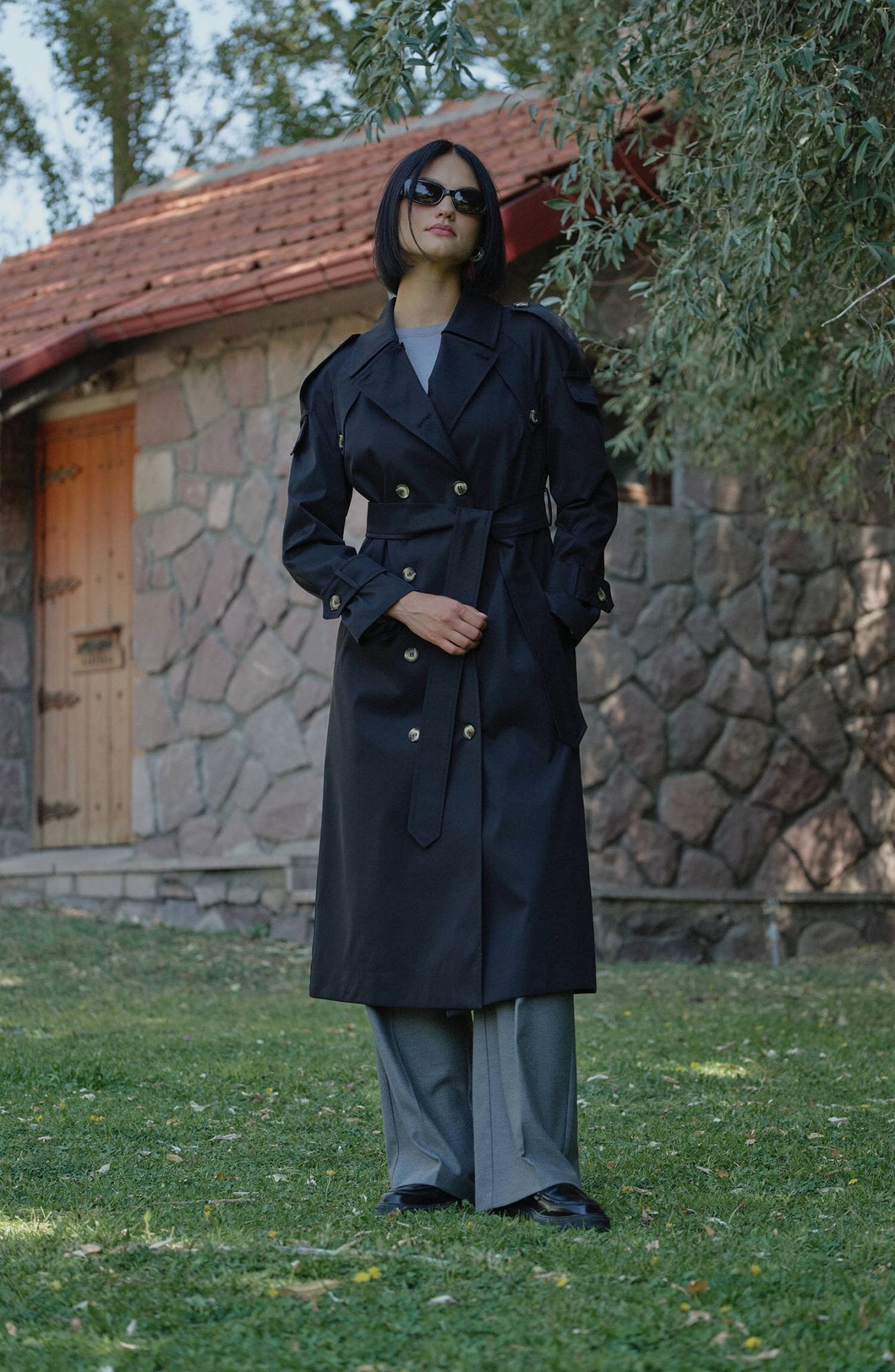 Premium Siyah Oversize Trençkot - Fatma Atasoy