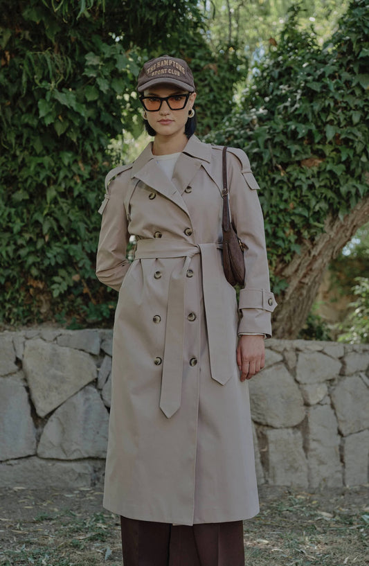 Premium Sütlü Kahve Oversize Trençkot - Fatma Atasoy