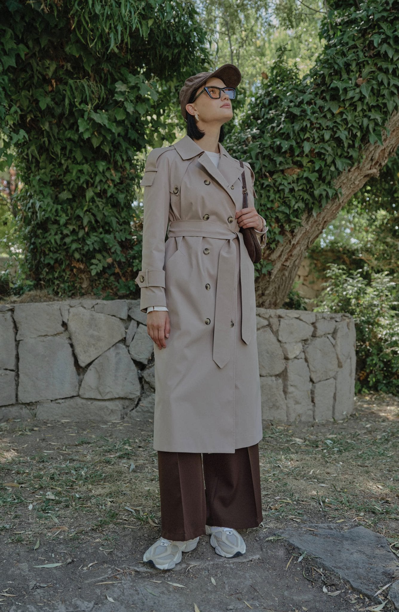 Premium Sütlü Kahve Oversize Trençkot - Fatma Atasoy