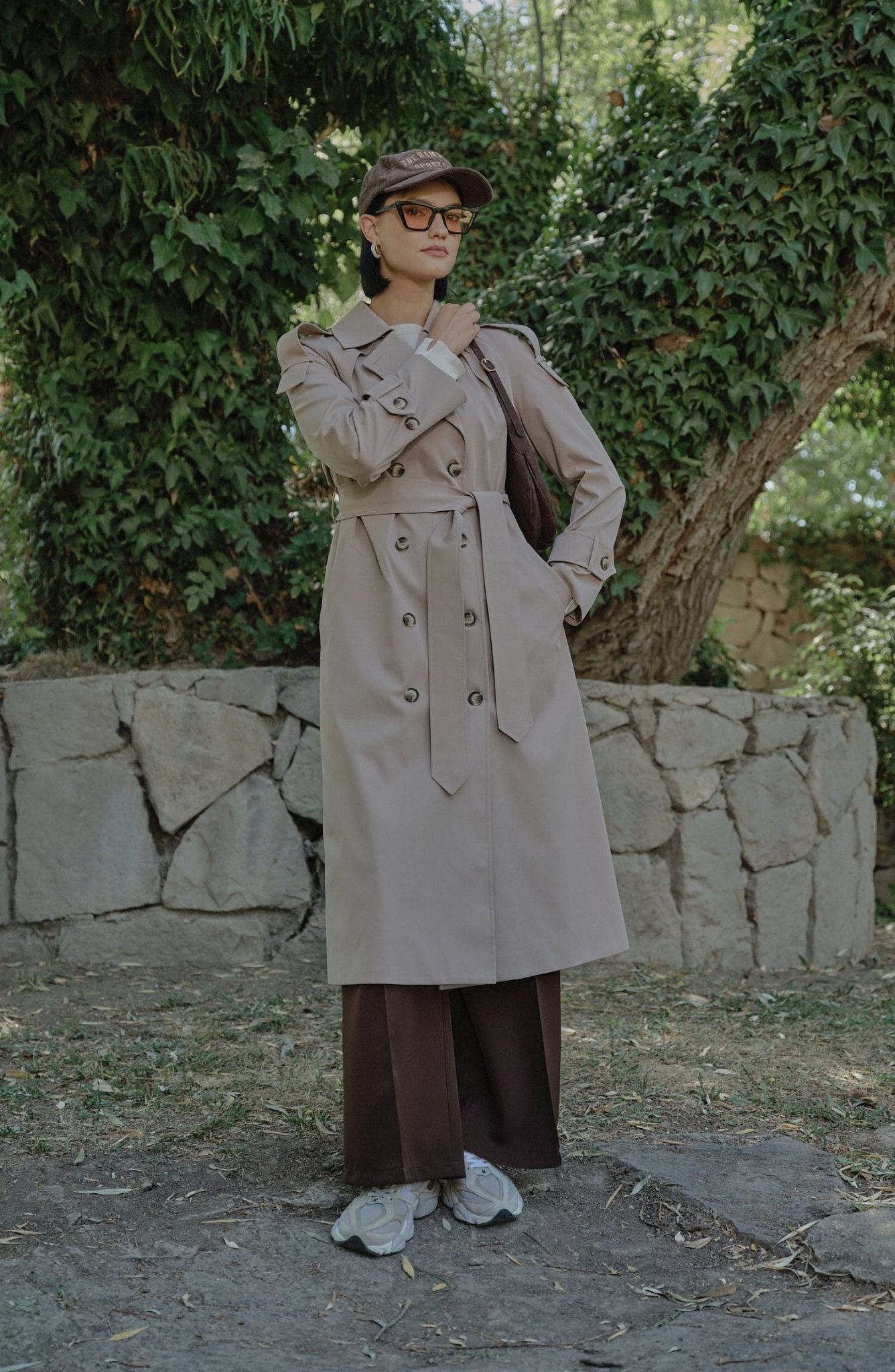 Premium Sütlü Kahve Oversize Trençkot - Fatma Atasoy