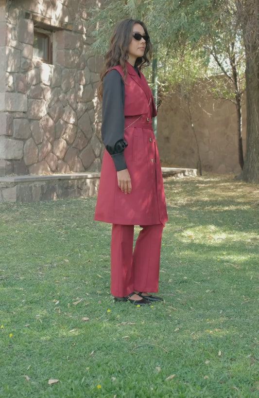 Rüzgarlıklı Bordo Gabardin Yelek