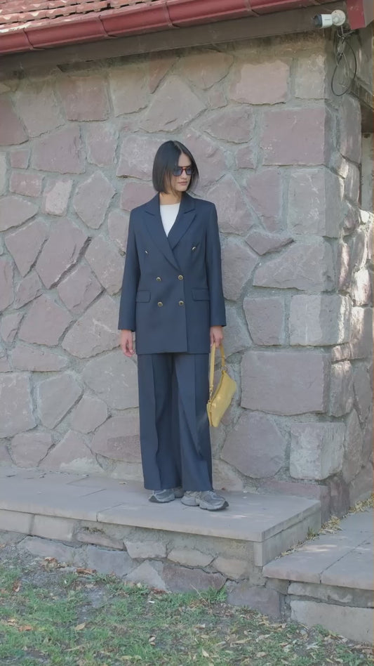 Gabardin Lacivert Dad Ceket