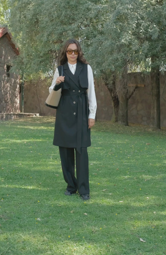 Rüzgarlıklı Siyah Gabardin Yelek