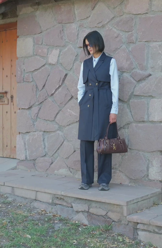Rüzgarlıklı Lacivert Gabardin Yelek