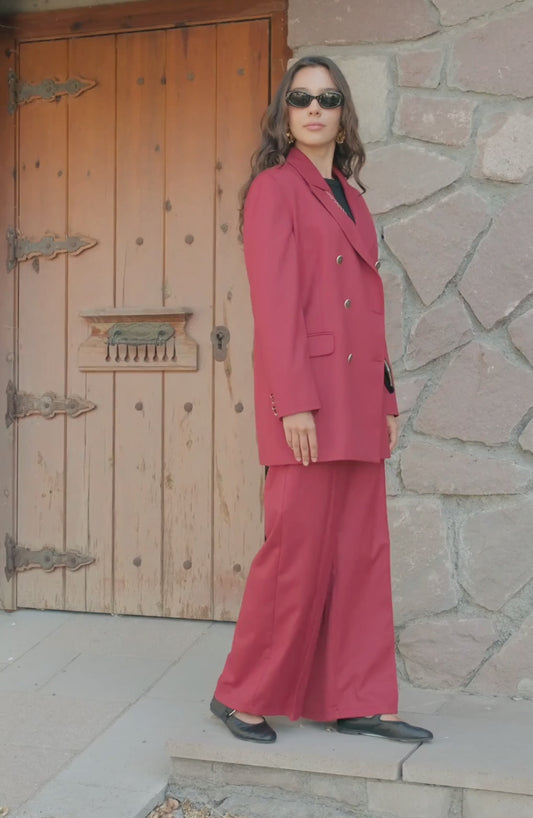 Gabardin Bordo Dad Ceket