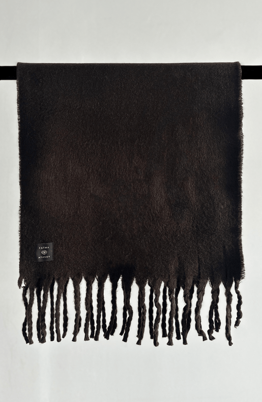 Püsküllü Acı Kahve Şal - Fatma Atasoy