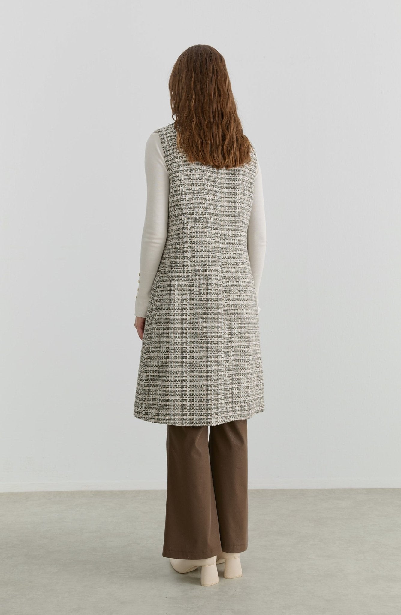 Püsküllü Haki Tüvit Yelek - Fatma Atasoy