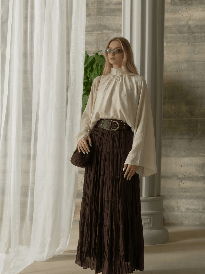 Reglan Kol Taş Dökümlü Pamuk Gömlek Bluz - Fatma Atasoy